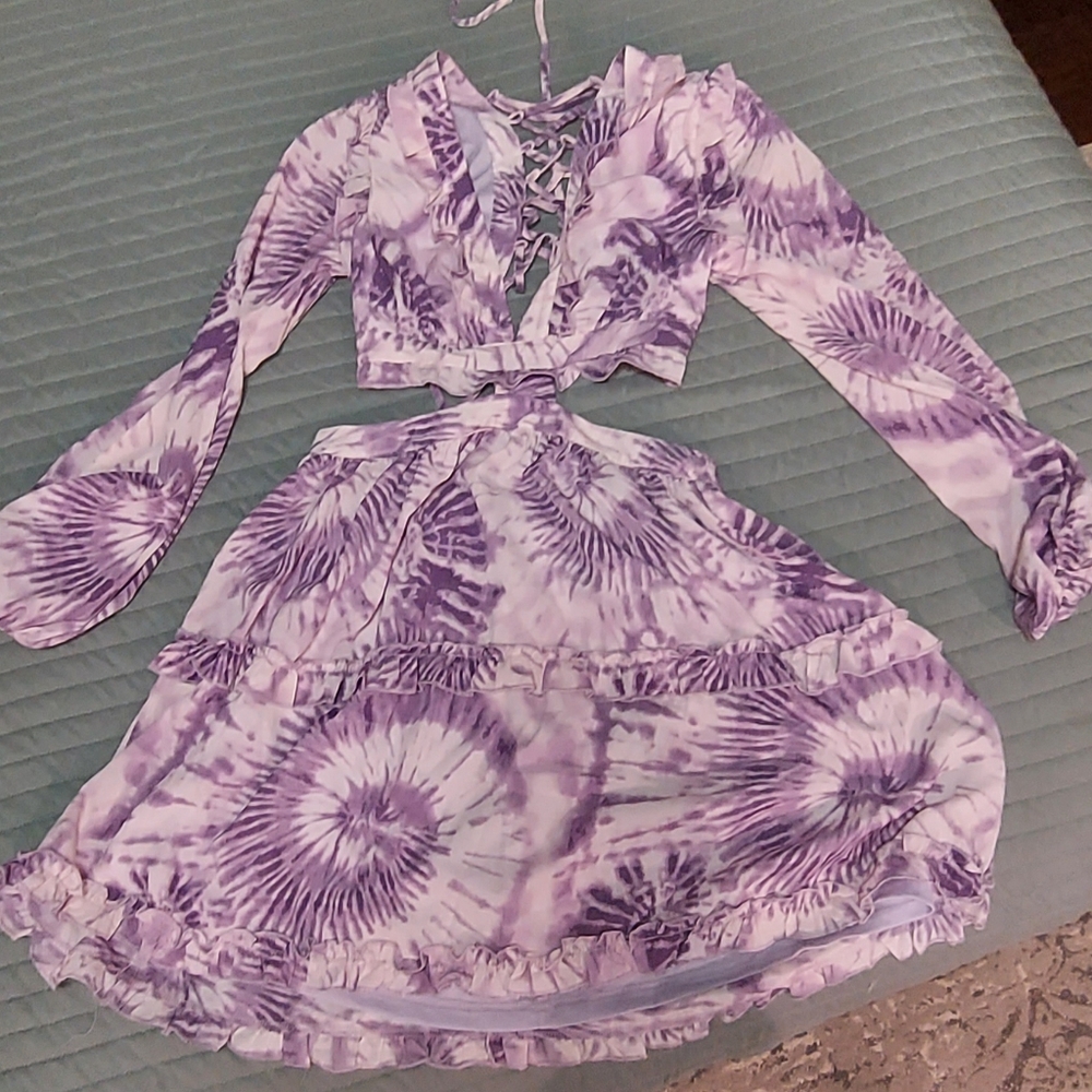 Fashion Nova Lavender Tie-Dye Mini Dress